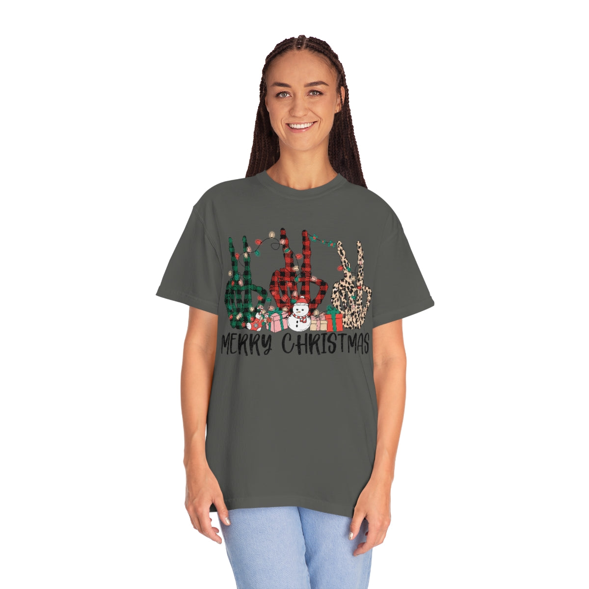 Triple Peace Sign Skeleton Merry Christmas Holiday Tshirt