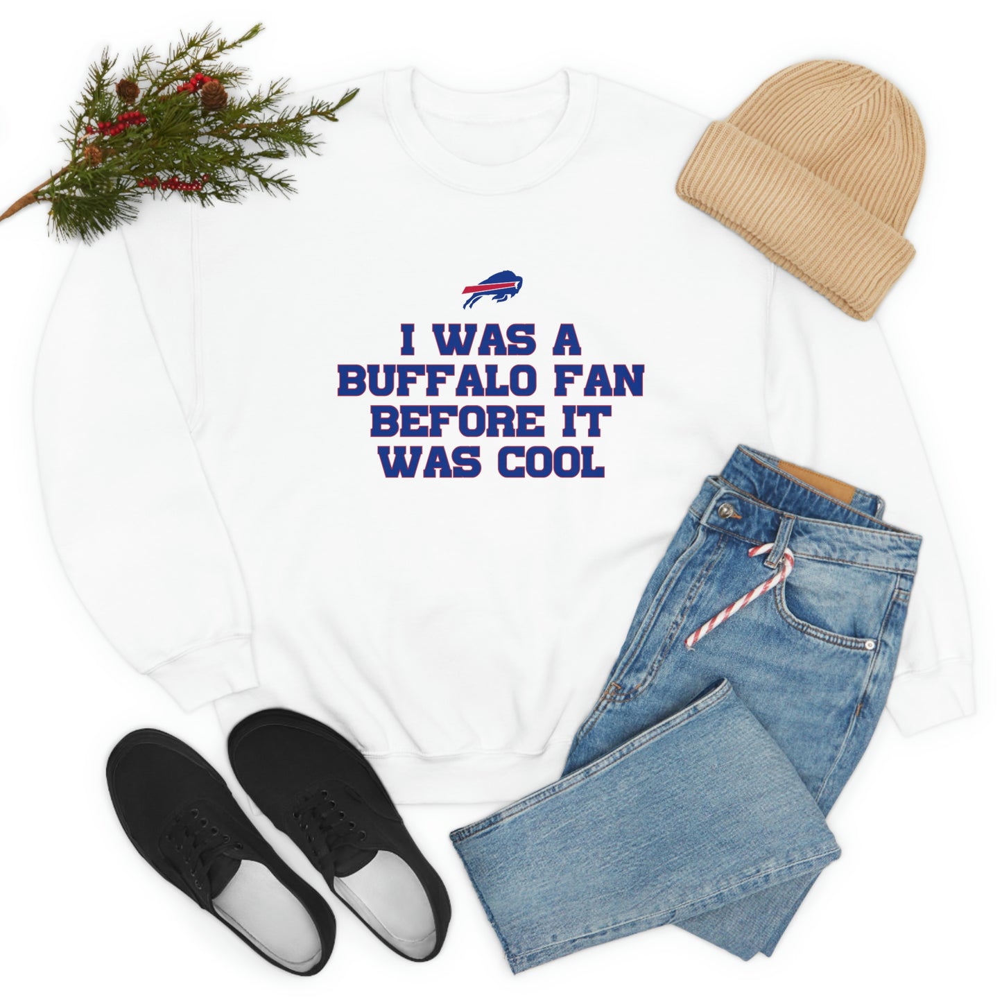 I was a Buffalo Fan Before it was Cool Bills Mafia Buffalo Bills Football Crewneck Sweatshirt