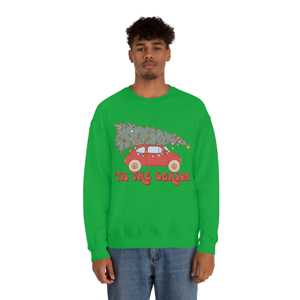 Tis the Season Groovy VW Bug Christmas Xmas Holiday Sweatshirt