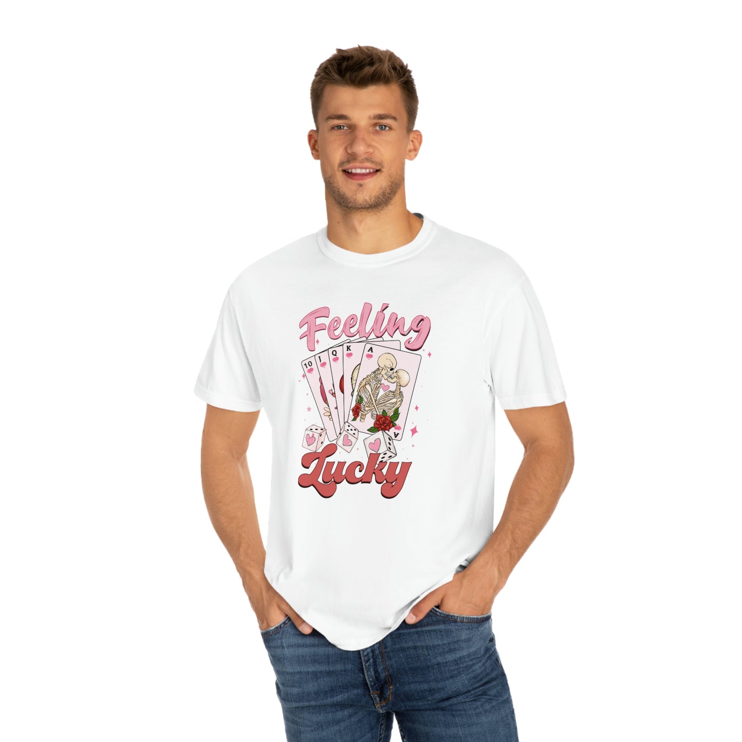 Feeling Lucky Skeleton Playing Cards Premium Valentines Day Tshirt