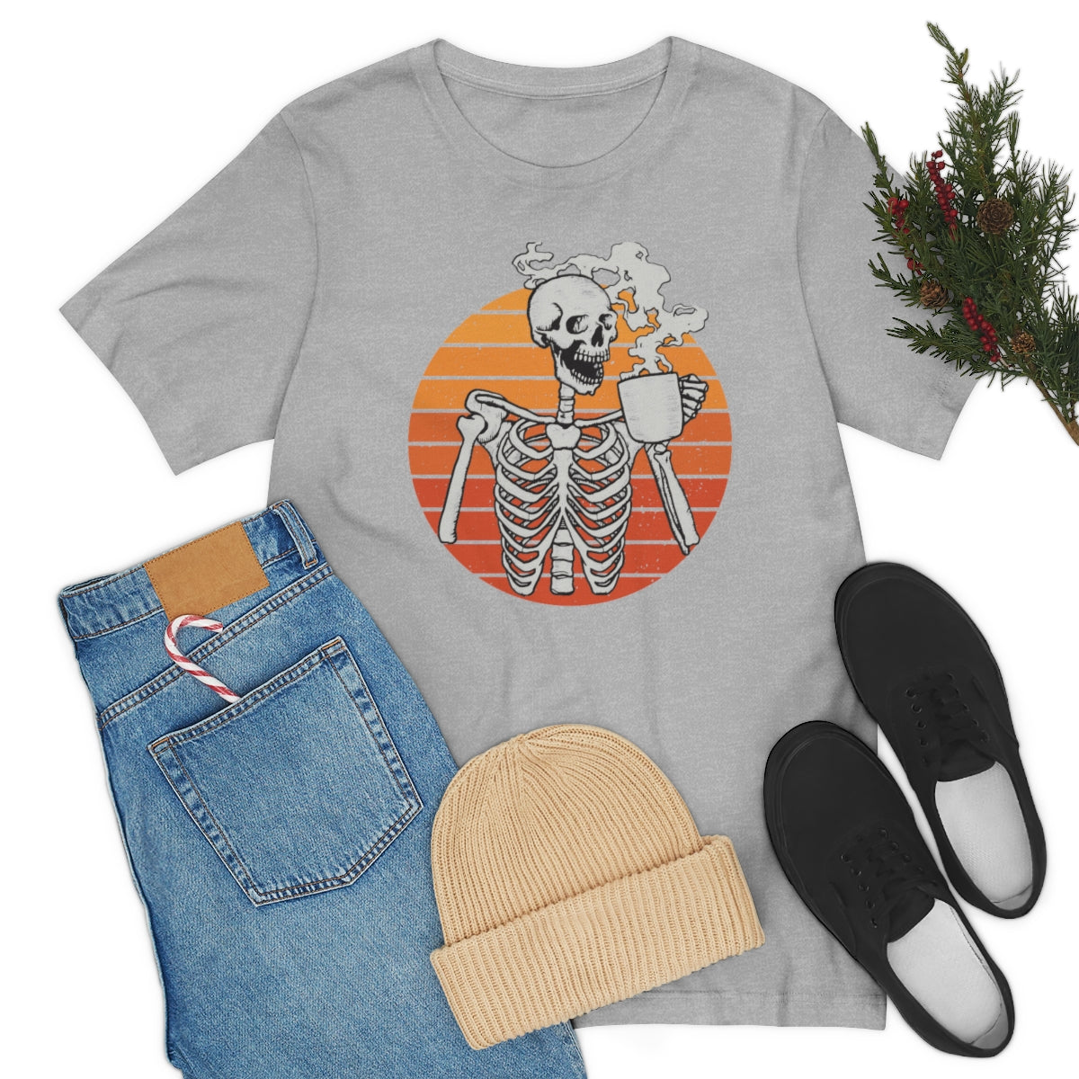 Dead Inside but Caffeinated Skeleton Halloween TShirt