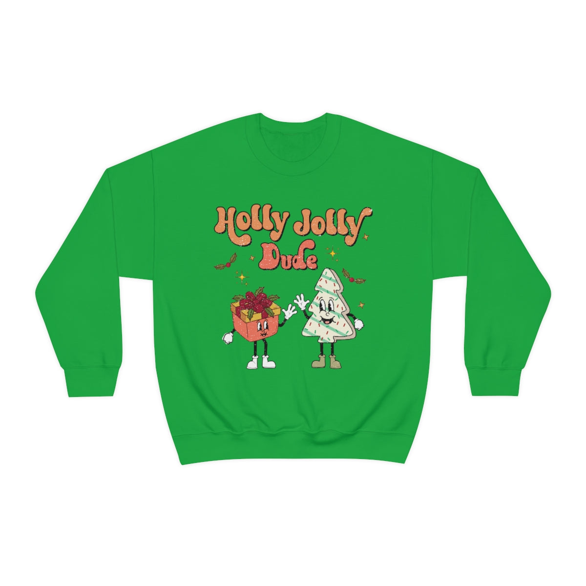 Holly Jolly Dude Groovy Retro Vintage Style Christmas Xmas Holiday Sweatshirt