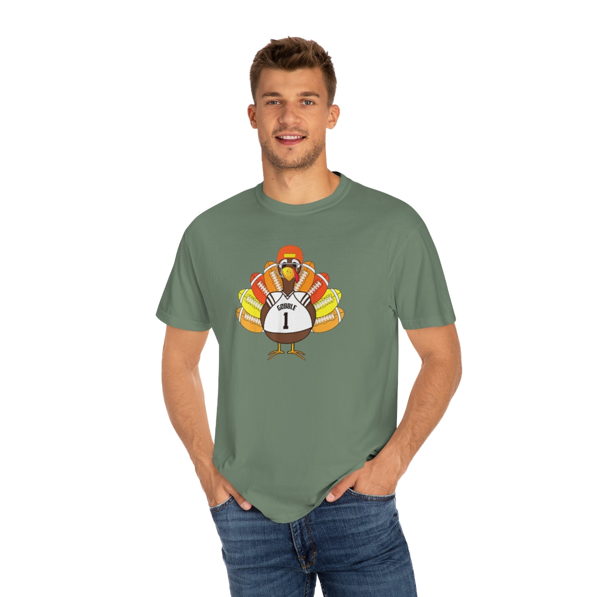 Gobble Turkey Football Thanksgiving Dinner Themed TShirt