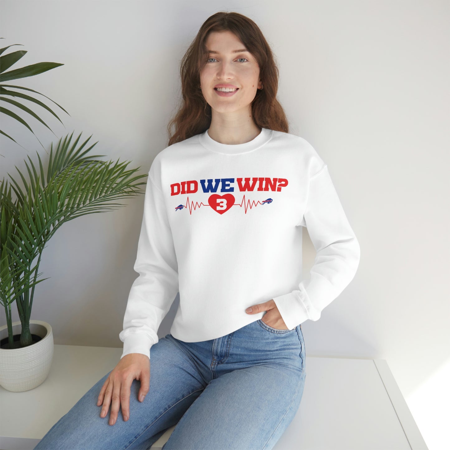 Did We Win? Heartbeat #3 Damar Hamlin Buffalo Bills Logo Crewneck Sweatshirt