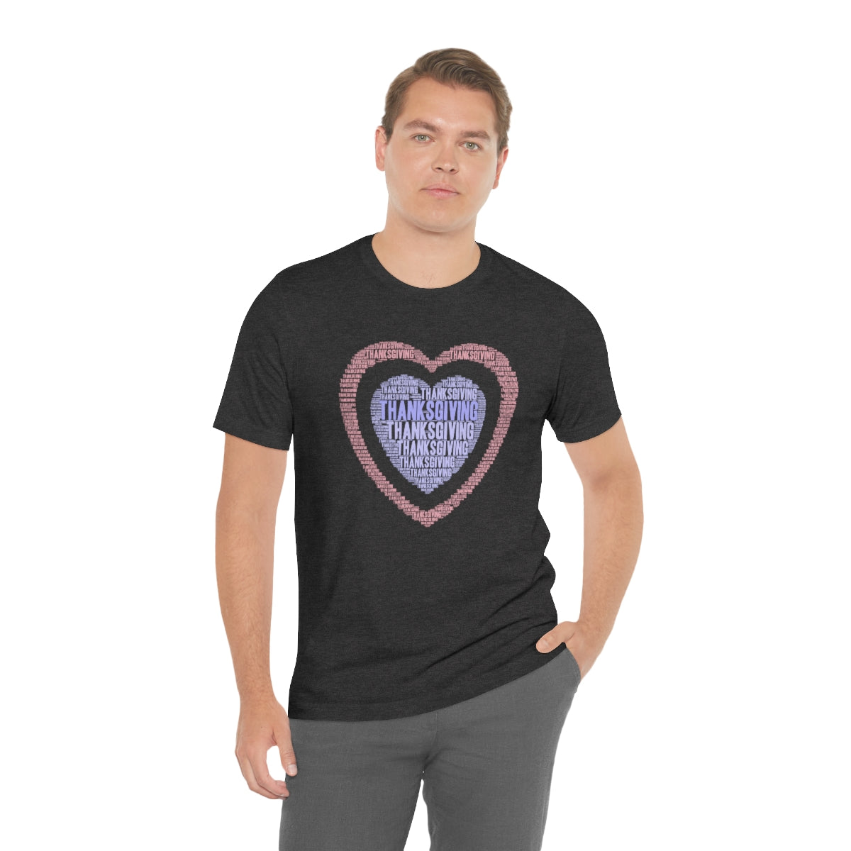 Cute Heart Thanksgiving Tshirt Design | Thanksgiving TShirt | Thanksgiving T-Shirt | Thanksgiving Teeshirt Design on Unisex Jersey Short Sleeve Tee