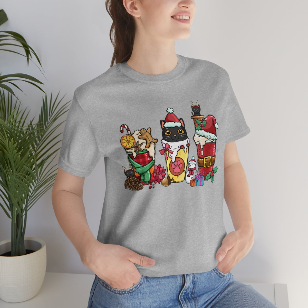 Black Cat Christmas Coffee Xmas Tshirt