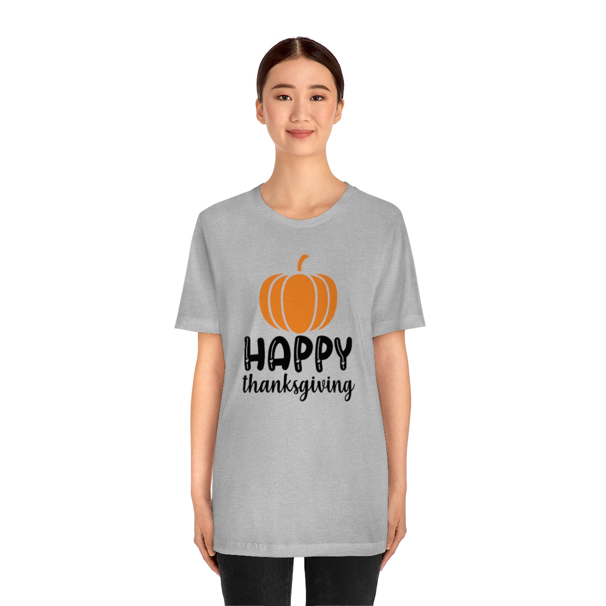 Happy Thanksgiving Pumpkin Tshirt Design | Thanksgiving TShirt | Thanksgiving T-Shirt | Thanksgiving Teeshirt Design on Unisex Jersey Short Sleeve Tee