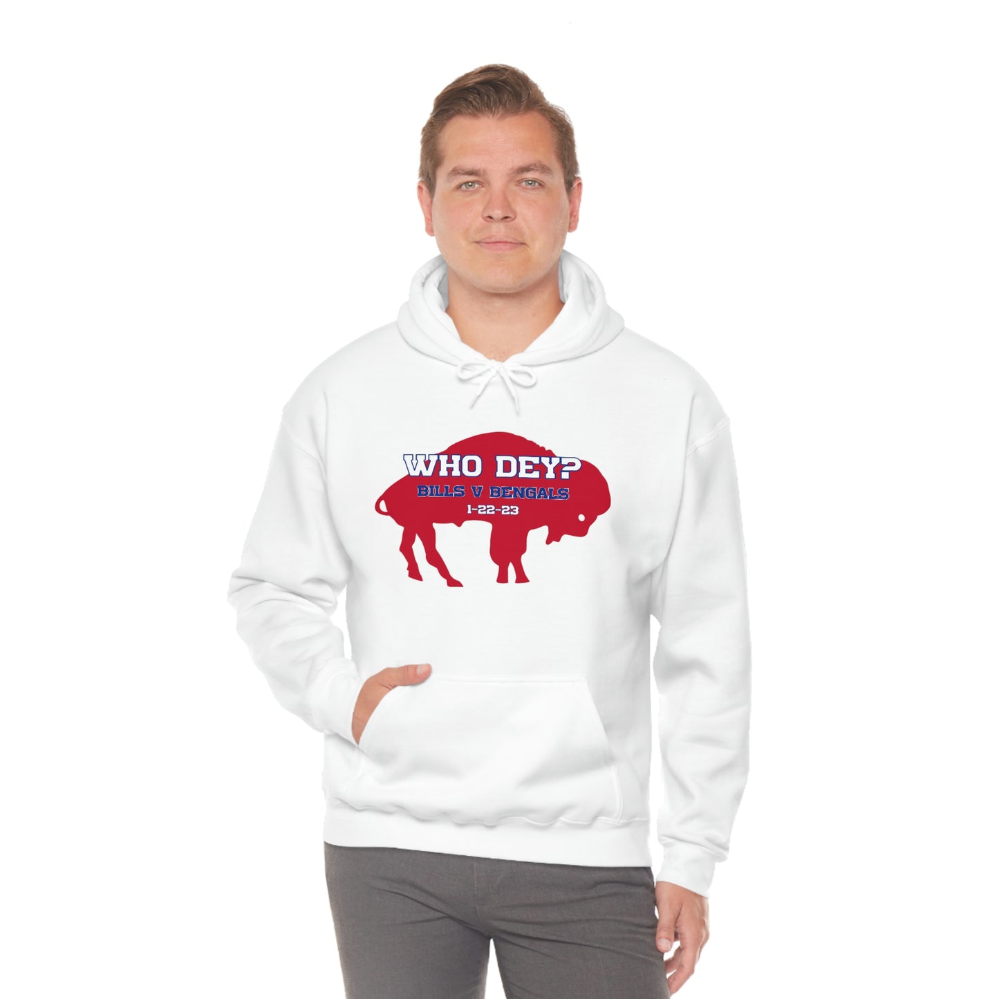 Who Dey? 1-22-23 Bills v. Bengals Buffalo Bills Football Bills Mafia Hooded Sweatshirt