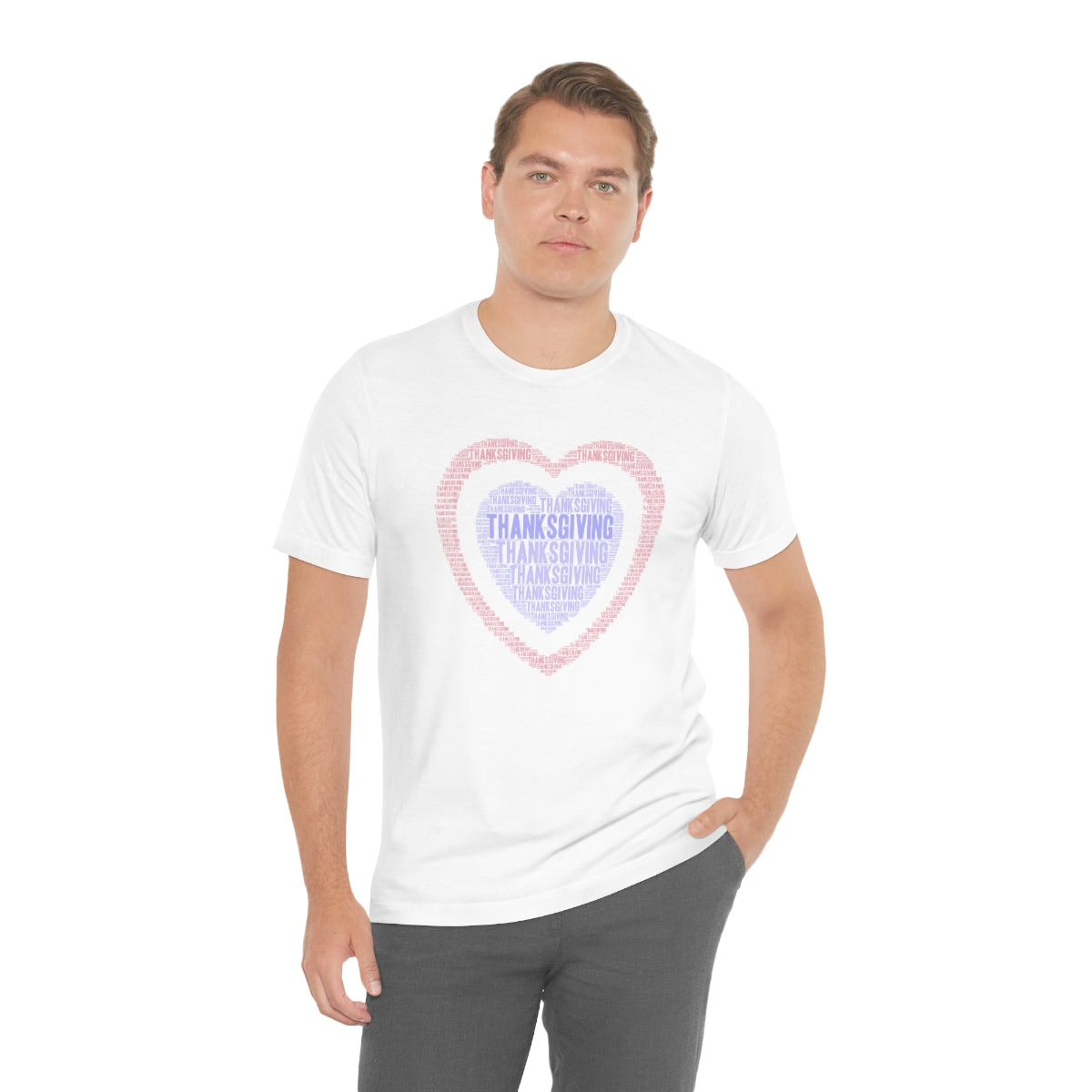 Cute Heart Thanksgiving Tshirt Design | Thanksgiving TShirt | Thanksgiving T-Shirt | Thanksgiving Teeshirt Design on Unisex Jersey Short Sleeve Tee