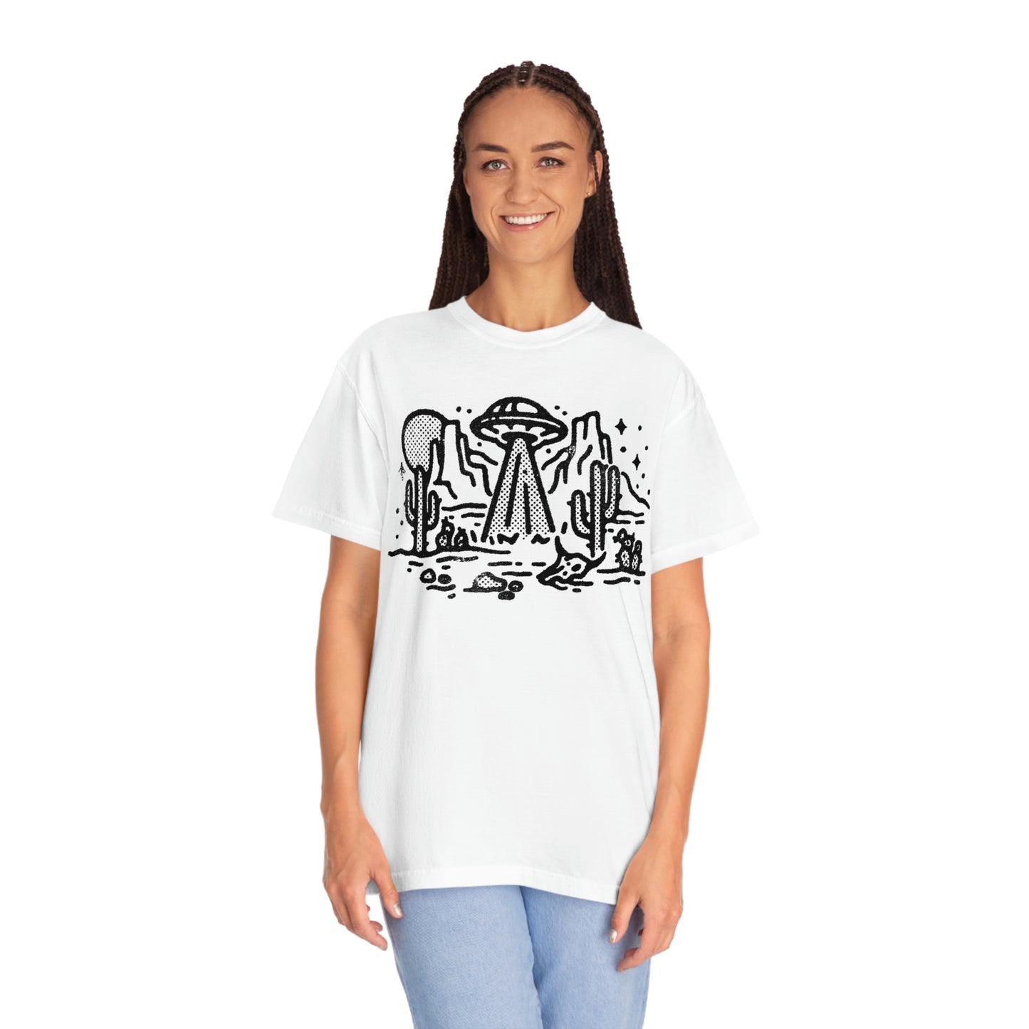 ﻿Retro Vintage UFO Alien Desert Tshirt