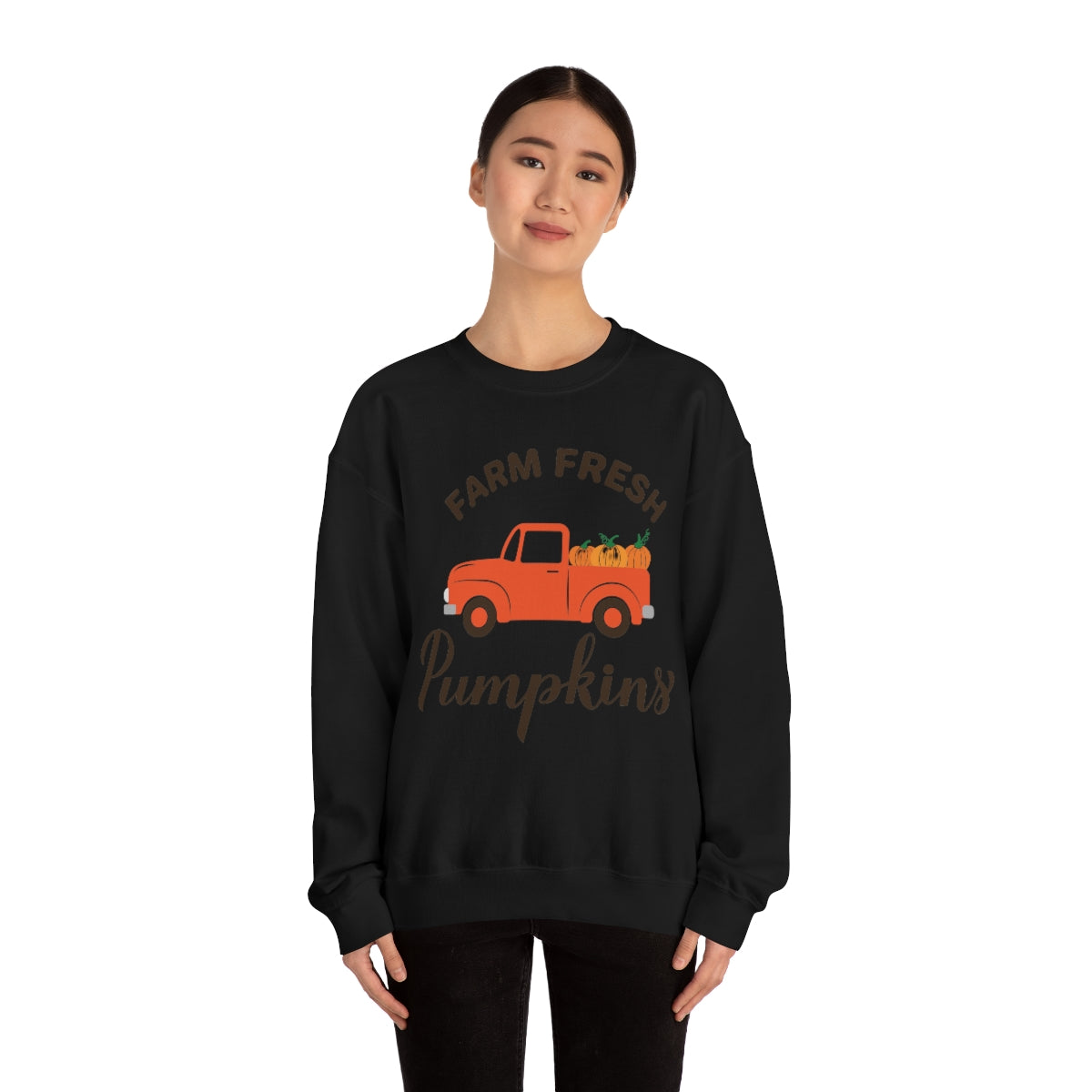 Farm Fresh Pumpkin Sweatshirt, Halloween Crewneck Sweatshirt, Halloween Sweater, Spooky Season, Fall Theme on Unisex Heavy Blend™ Crewneck Sweatshirt