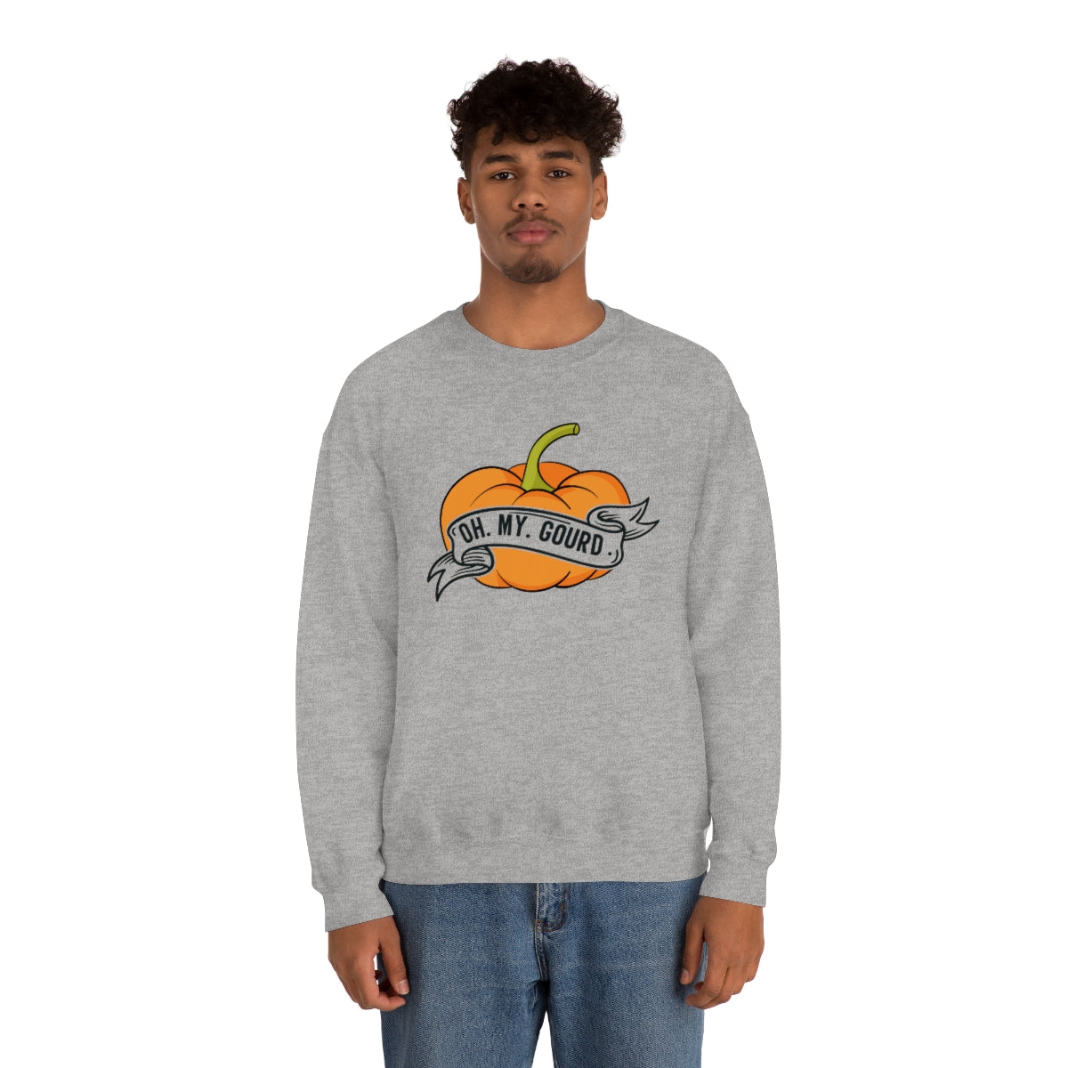 Oh My Gourd! Thanksgiving Pumpkin Sweatshirt Design on Unisex Heavy Blend™ Crewneck Sweatshirt