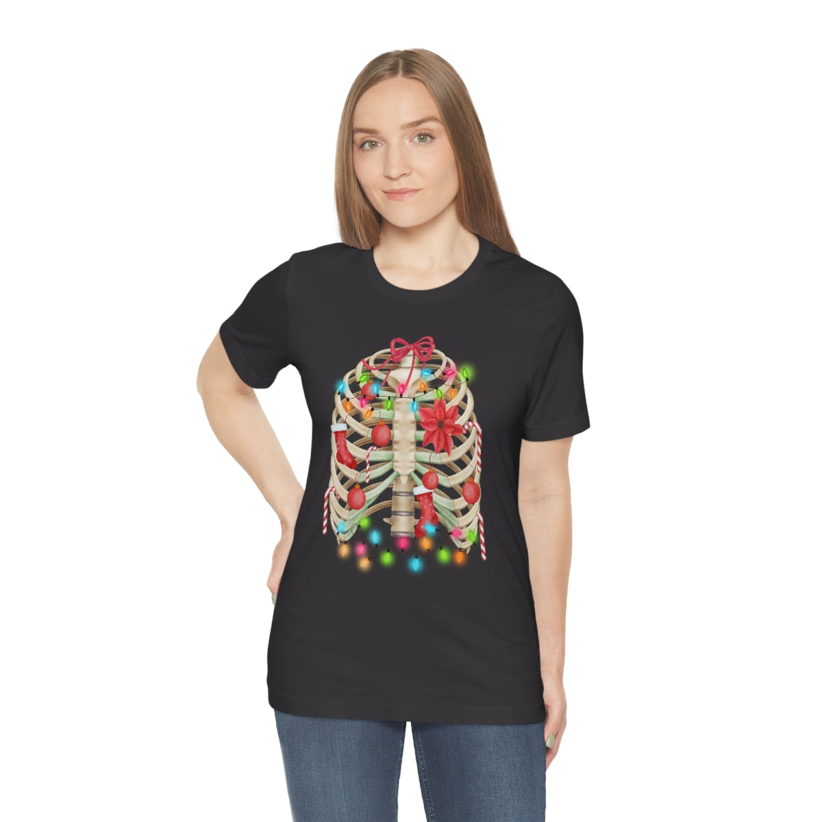 Skeleton Ribcage with Christmas Lights Tshirt