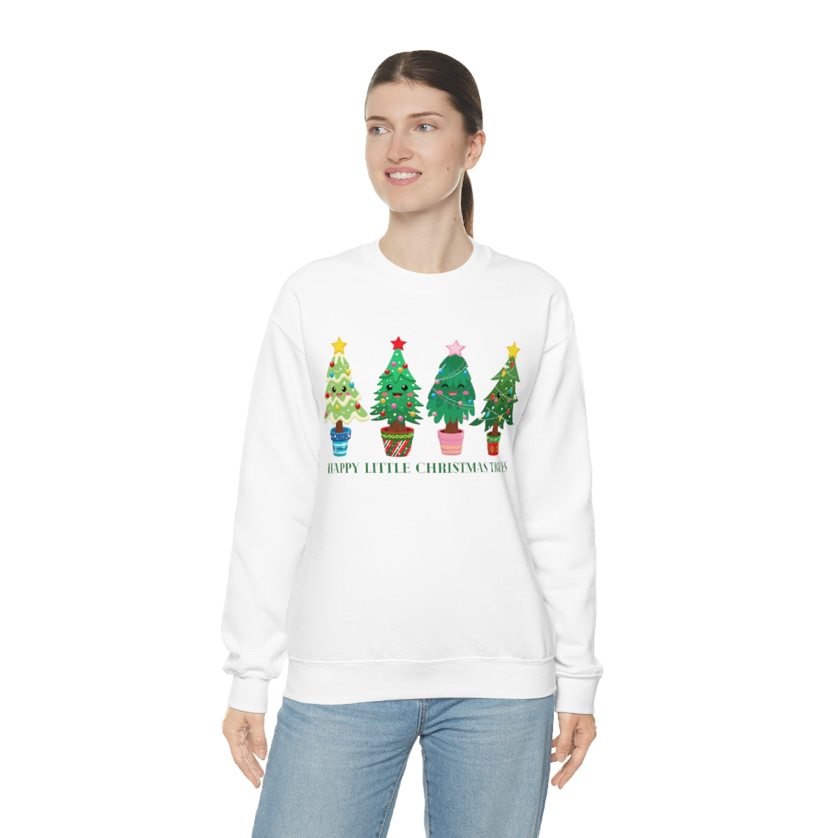 Happy Little Christmas Trees Xmas Holiday Sweatshirt