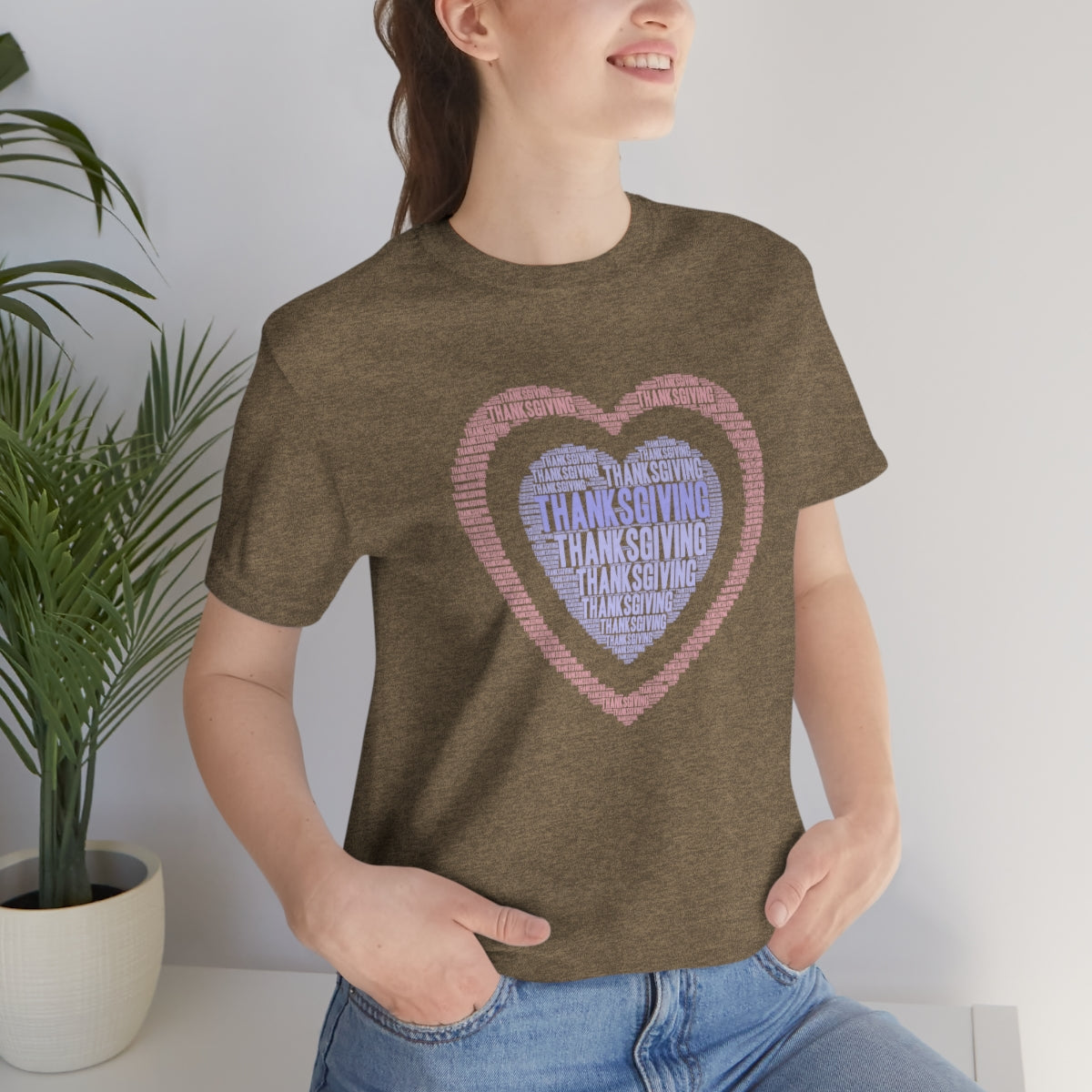 Cute Heart Thanksgiving Tshirt Design | Thanksgiving TShirt | Thanksgiving T-Shirt | Thanksgiving Teeshirt Design on Unisex Jersey Short Sleeve Tee