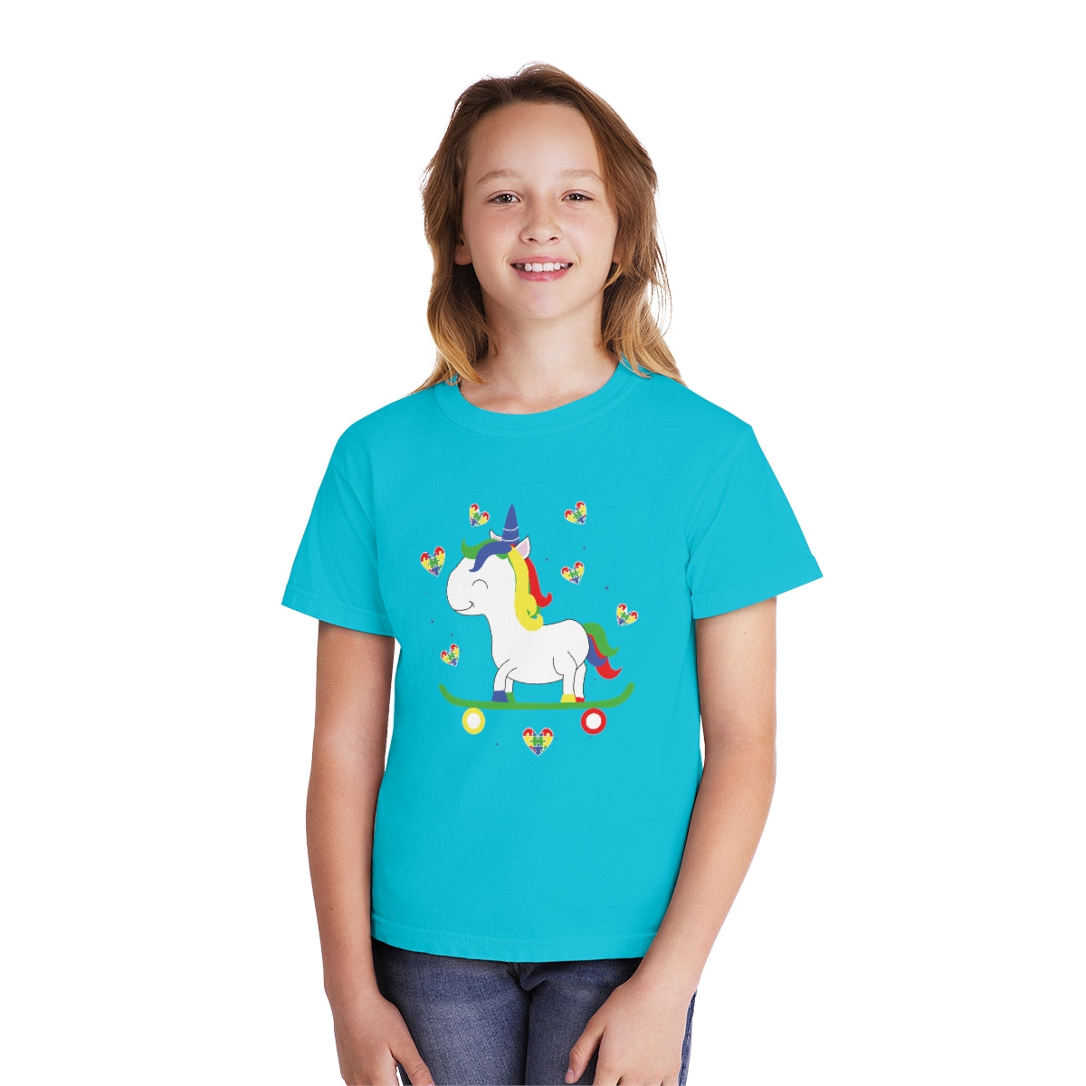 Autism Unicorn Skateboarding Youth Midweight Tshirt