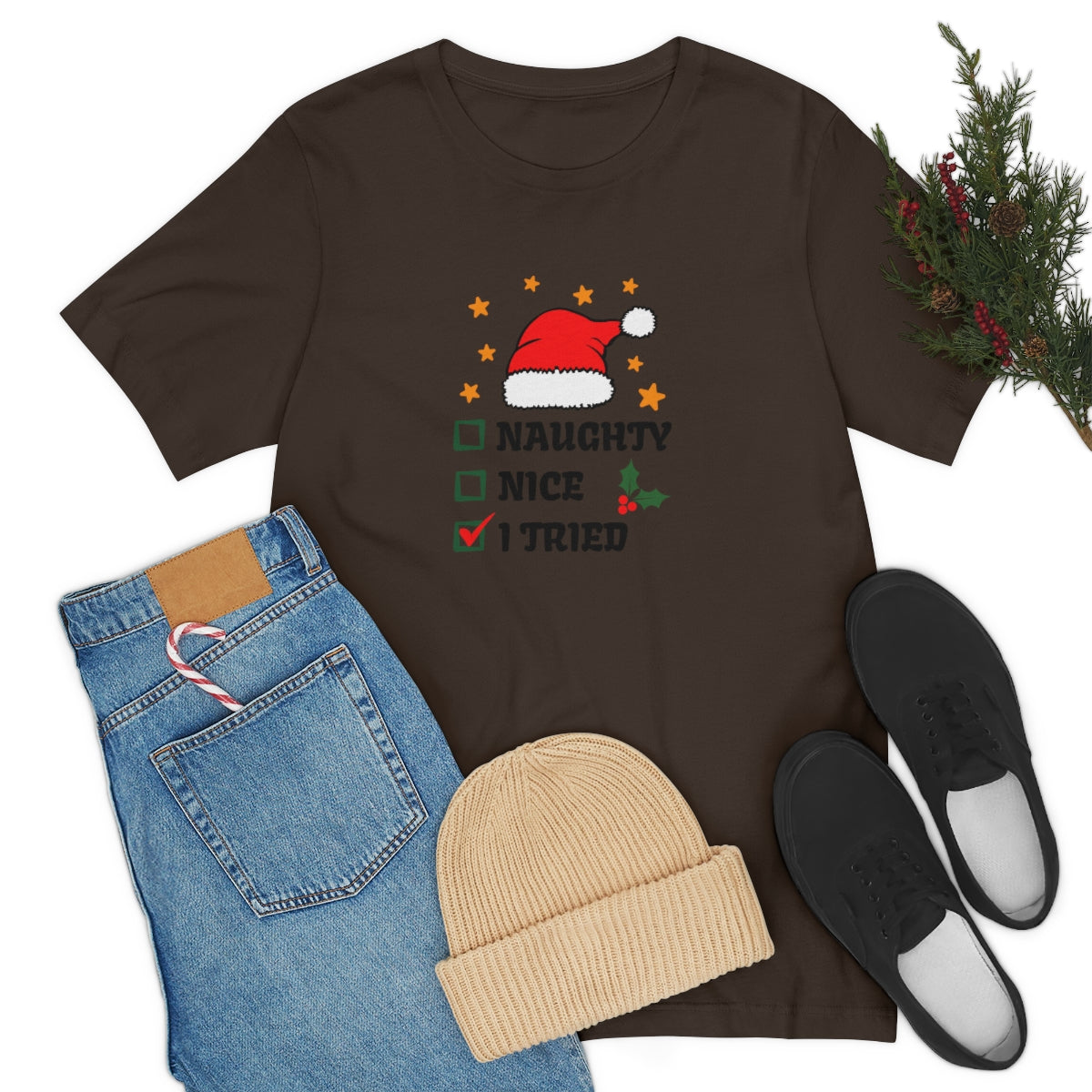 Naughty Nice I Tried Christmas Tshirt