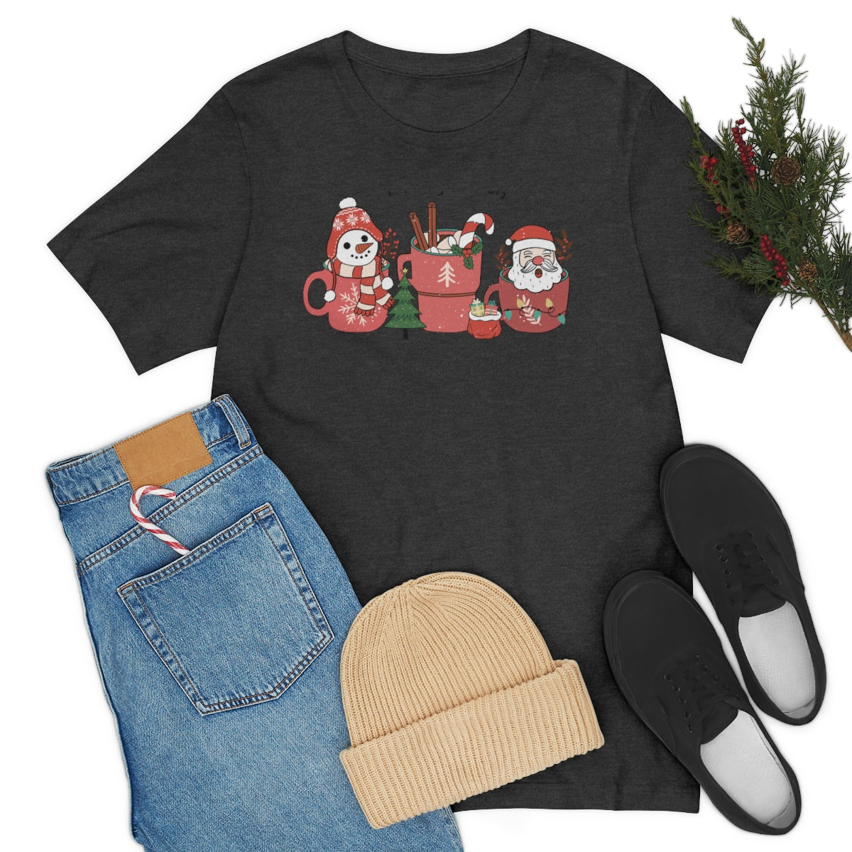 Merry Christmas Coffee Tshirt on Unisex Jersey Short Sleeve Tee