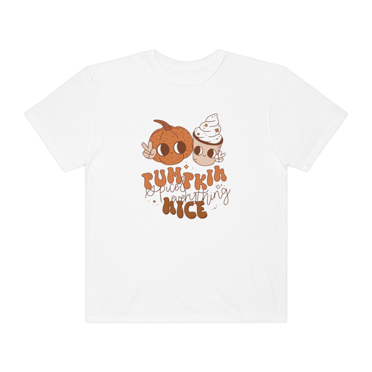 Pumpkin Spice Everything Cute Coffee & Pumpkin Halloween Design, Halloween Tshirt, Funny Tshirt Design on Unisex Garment-Dyed T-shirt