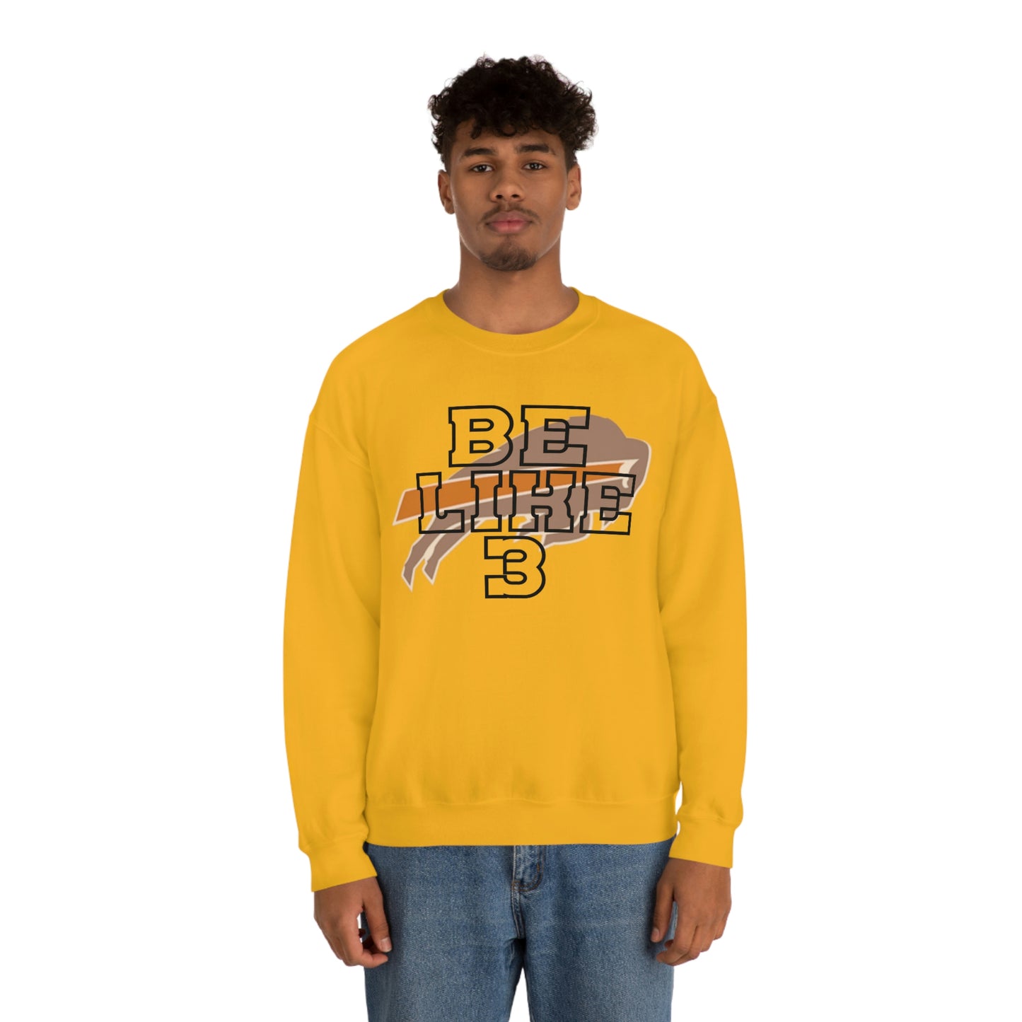 Be Like #3 Damar Hamlin Black Outline Buffalo Bills Logo Crewneck Sweatshirt