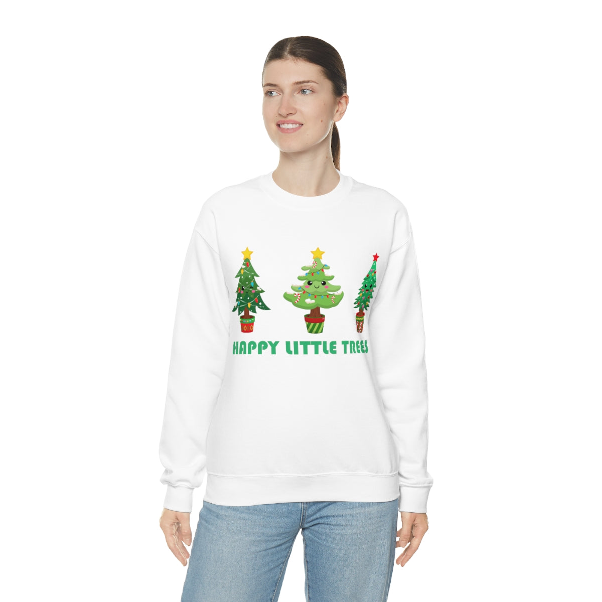 Cute Happy Little Christmas Xmas Trees Sweatshirt