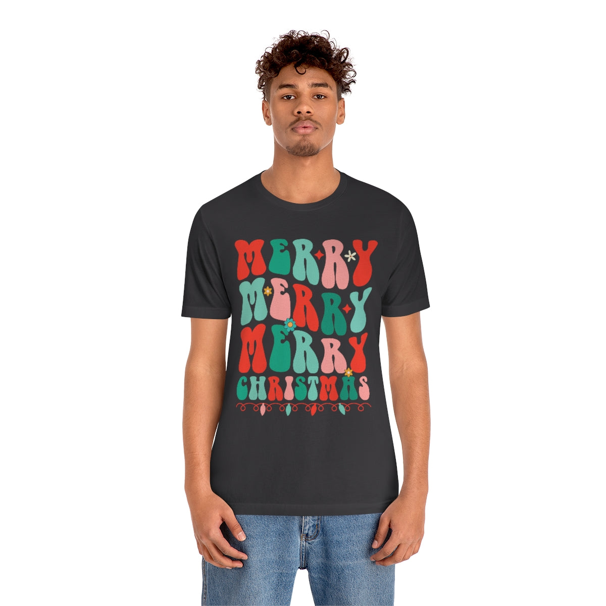 Retro Merry Merry Merry Christmas Xmas Holiday Tshirt