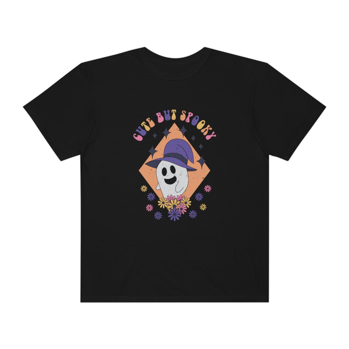 Cute but Spooky Cute Retro Halloween Teeshirt Design on Unisex Garment-Dyed T-shirt