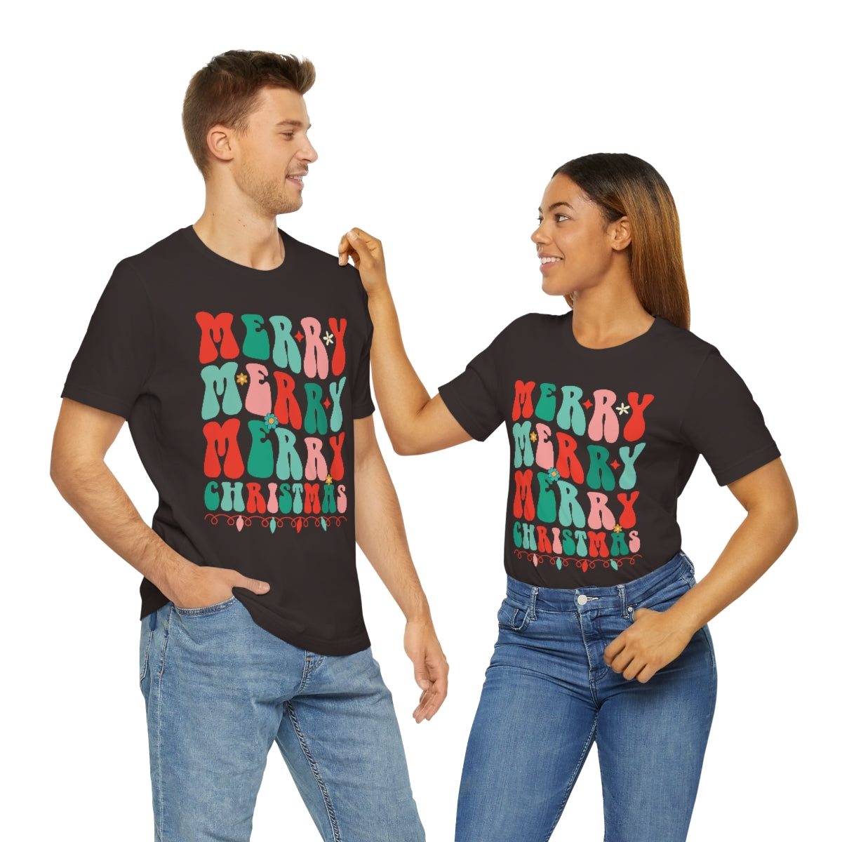 Retro Merry Merry Merry Christmas Xmas Holiday Tshirt