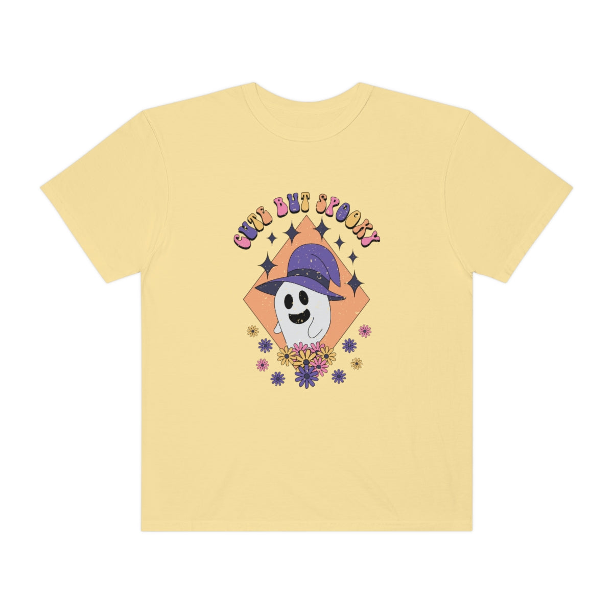 Cute but Spooky Cute Retro Halloween Teeshirt Design on Unisex Garment-Dyed T-shirt