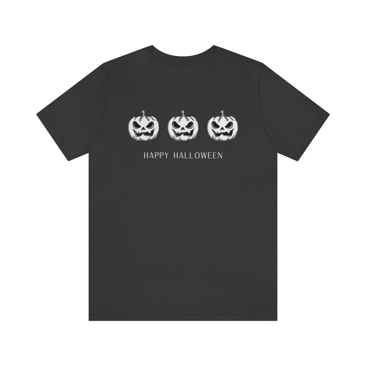 Three Pumpkin Happy Halloween, Pumpkin Tshirt, Funny TShirt Design on Unisex Jersey Short Sleeve Tee