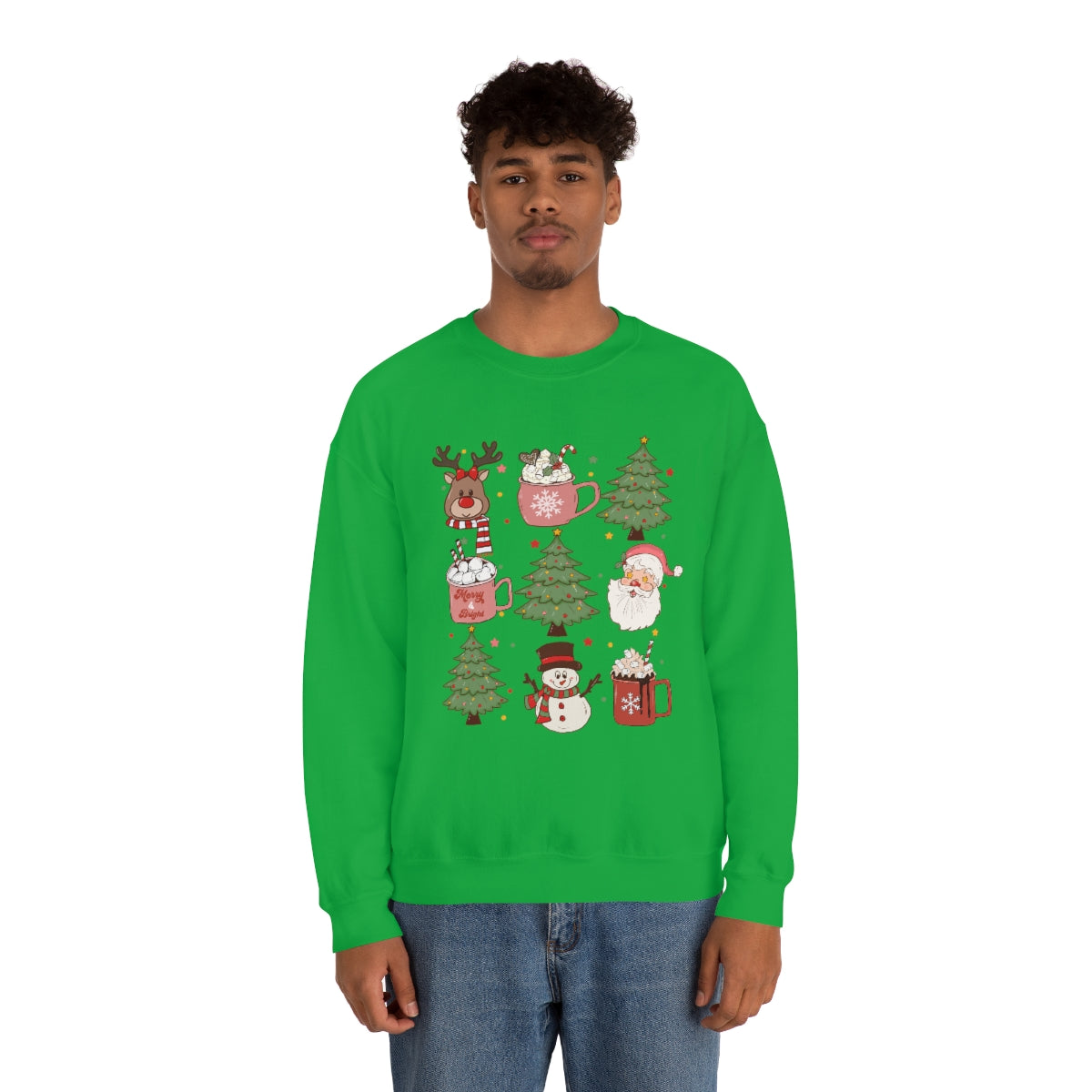 Cute Snowman Santa Reindeer Christmas Xmas Holiday Sweatshirt