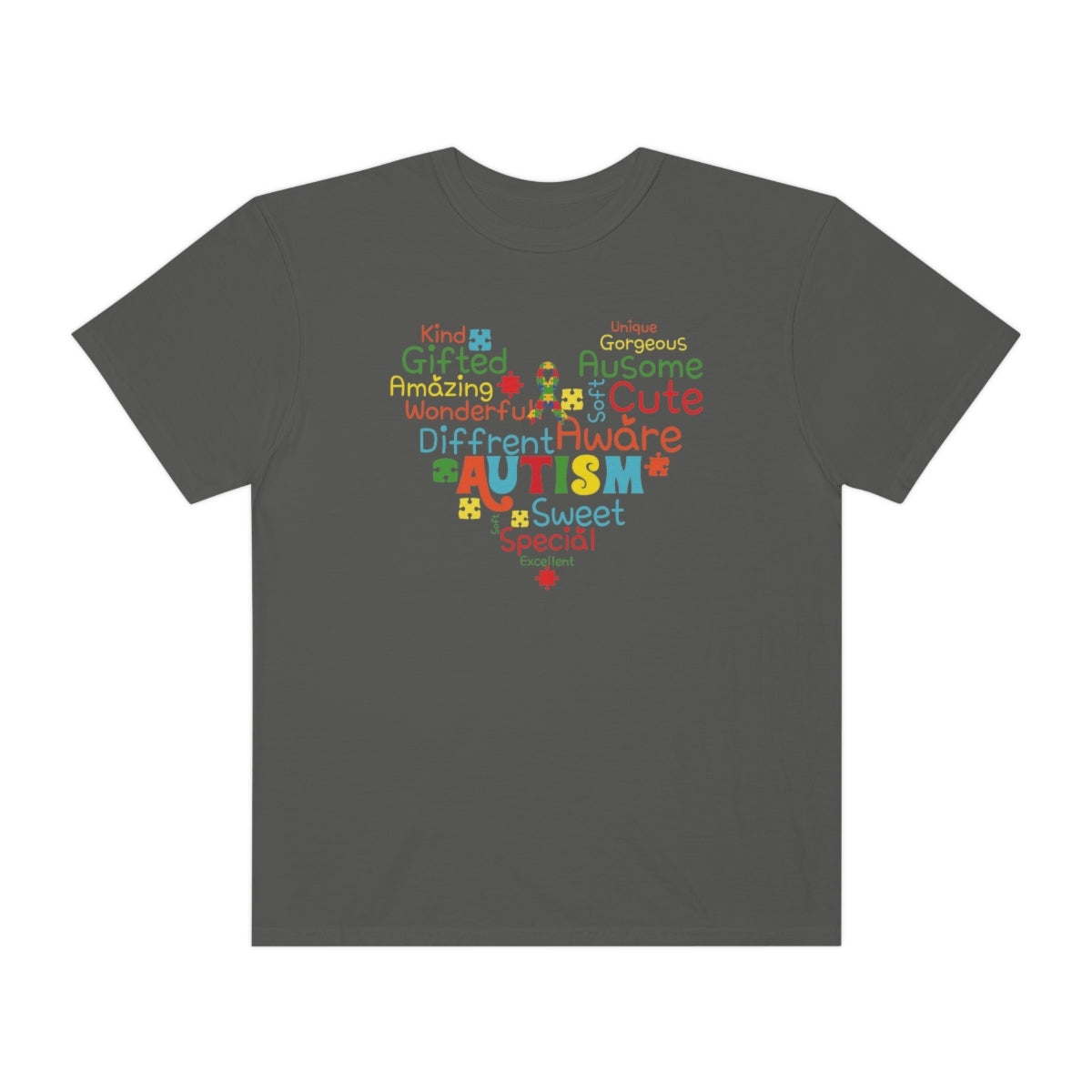 Cute Heart with Encouraging Words Autism Awareness Tshirt