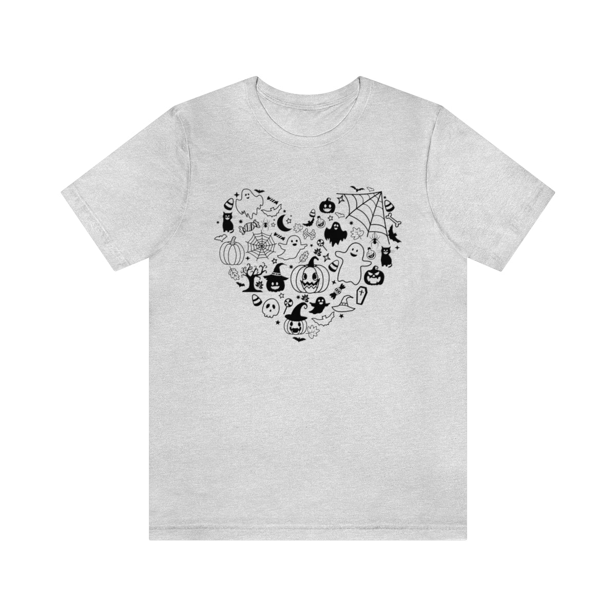 Heart Happy Halloween Tshirt Design on Unisex Jersey Short Sleeve Tee