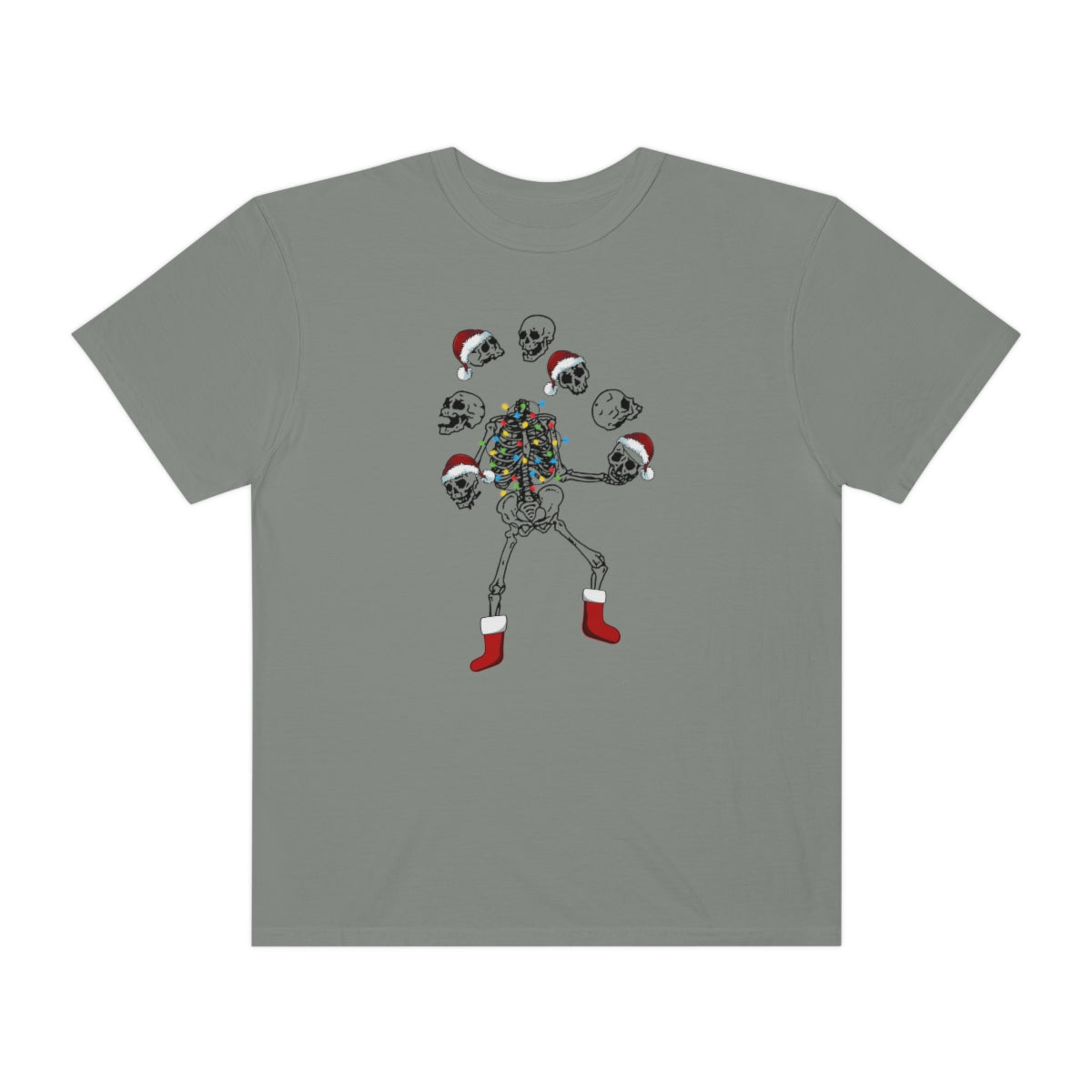 Skeleton Juggling Heads Funny Christmas Tshirt