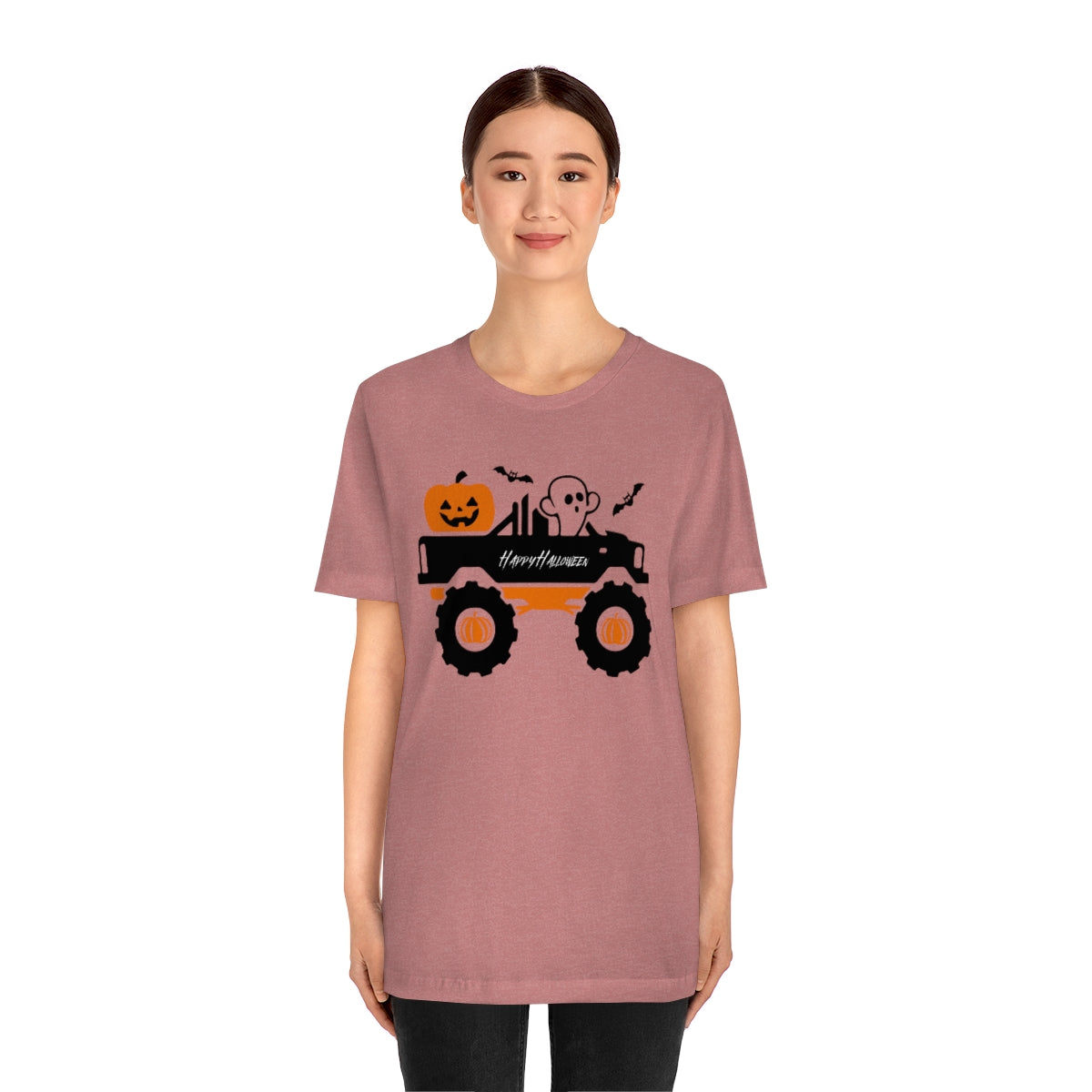 Big Rig Ghost Happy Halloween, Pumpkin Tshirt, Funny TShirt Design on Unisex Jersey Short Sleeve Tee