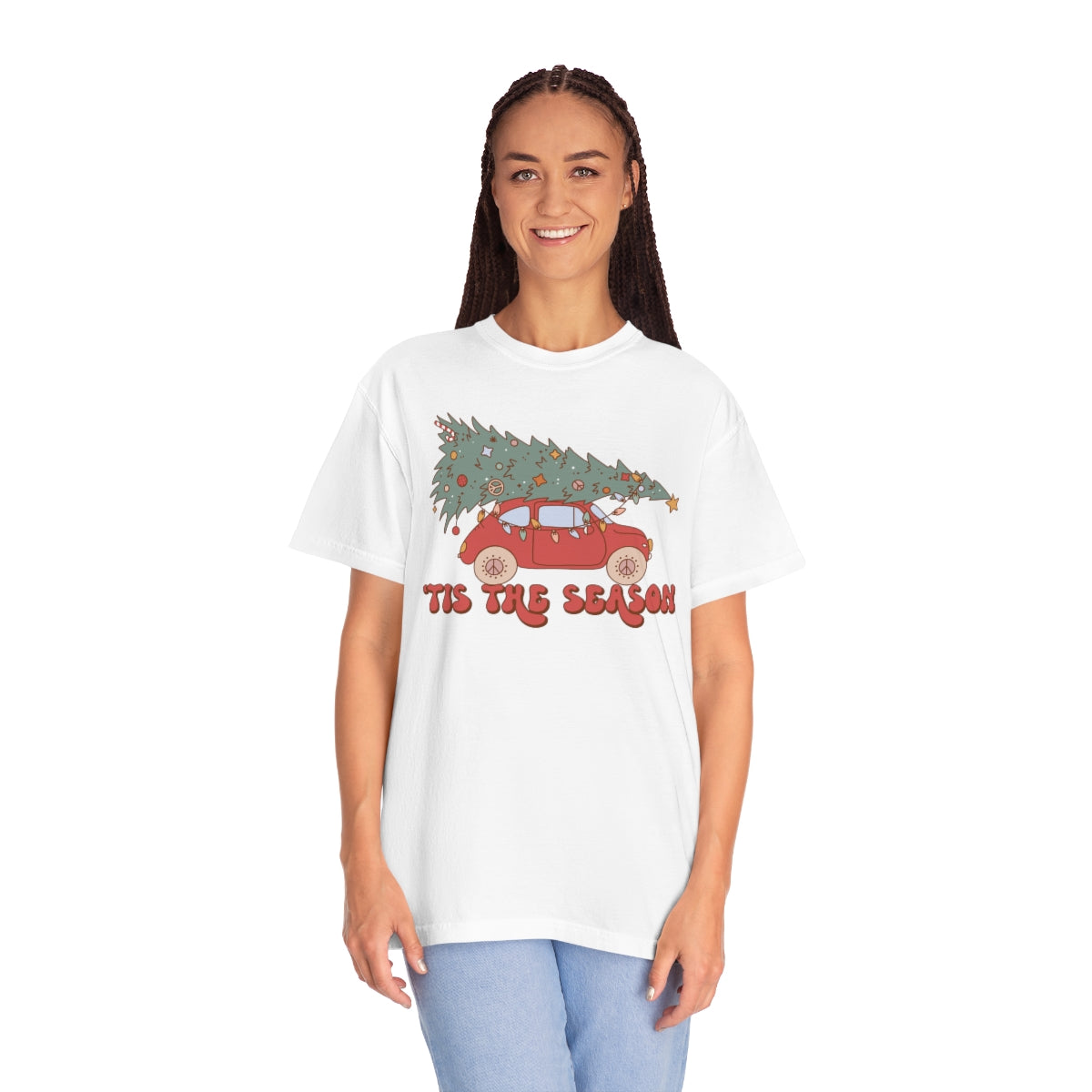 VW Bug with Tree Retro Vintage Christmas TeeShirt