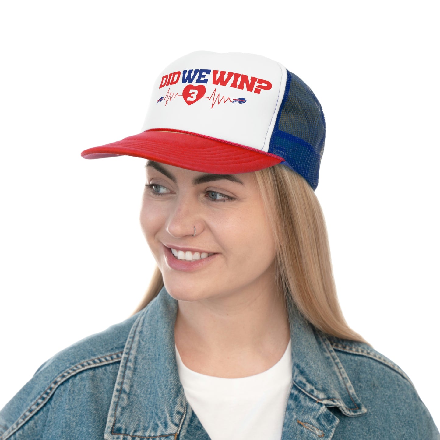 Did We Win? Damar Hamlin #3 Heartbeat Buffalo Bills Trucker Hat