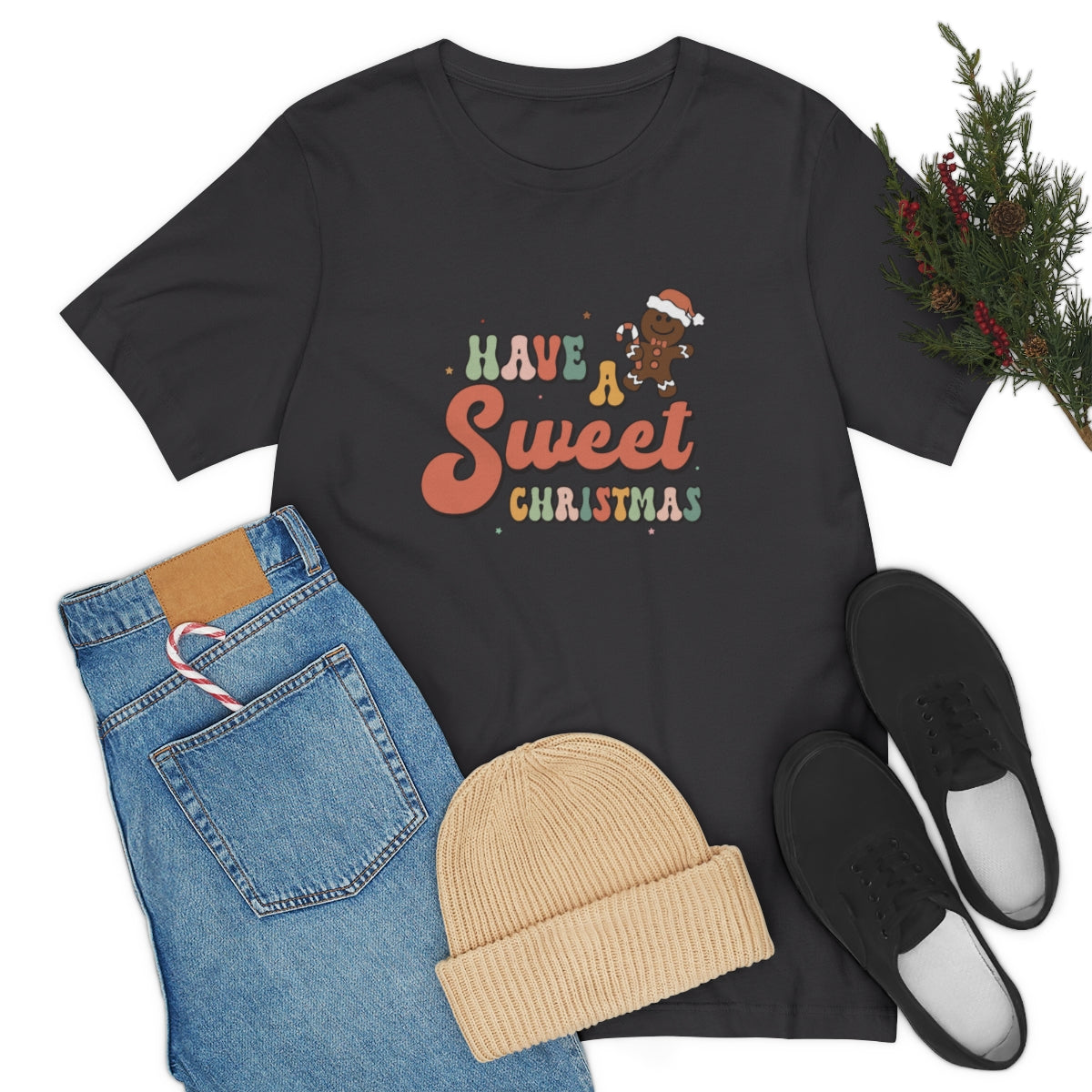Have a Sweet Christmas Gingerbread Retro Tshirt