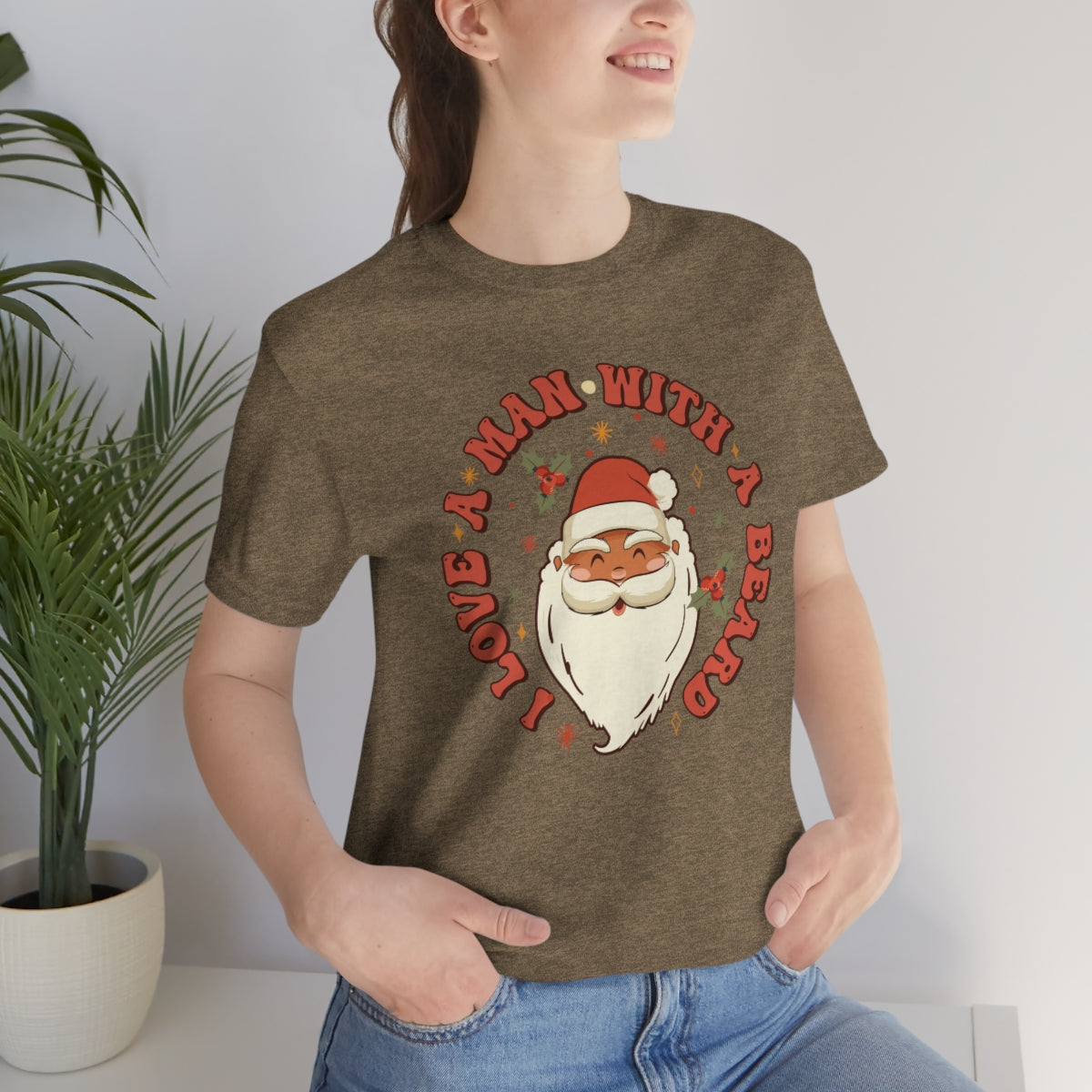 I Love a Man With A Beard Santa Christmas Tshirt