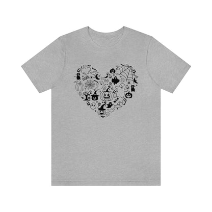 Heart Happy Halloween Tshirt Design on Unisex Jersey Short Sleeve Tee