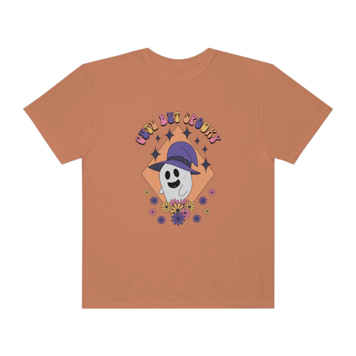 Cute but Spooky Cute Retro Halloween Teeshirt Design on Unisex Garment-Dyed T-shirt