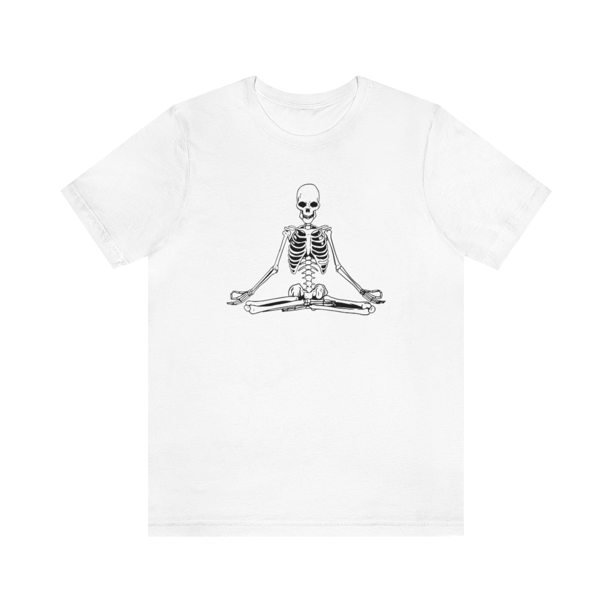 Meditating Yoga Skeleton TShirt, Funny Shirt, Namaste Skeleton, Halloween Lover Gift on Unisex Jersey Short Sleeve Tee