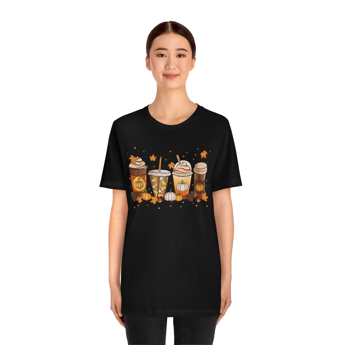 Fall Coffee Shirt Pumpkin Spice Coffee Design Short Sleeve Tshirt