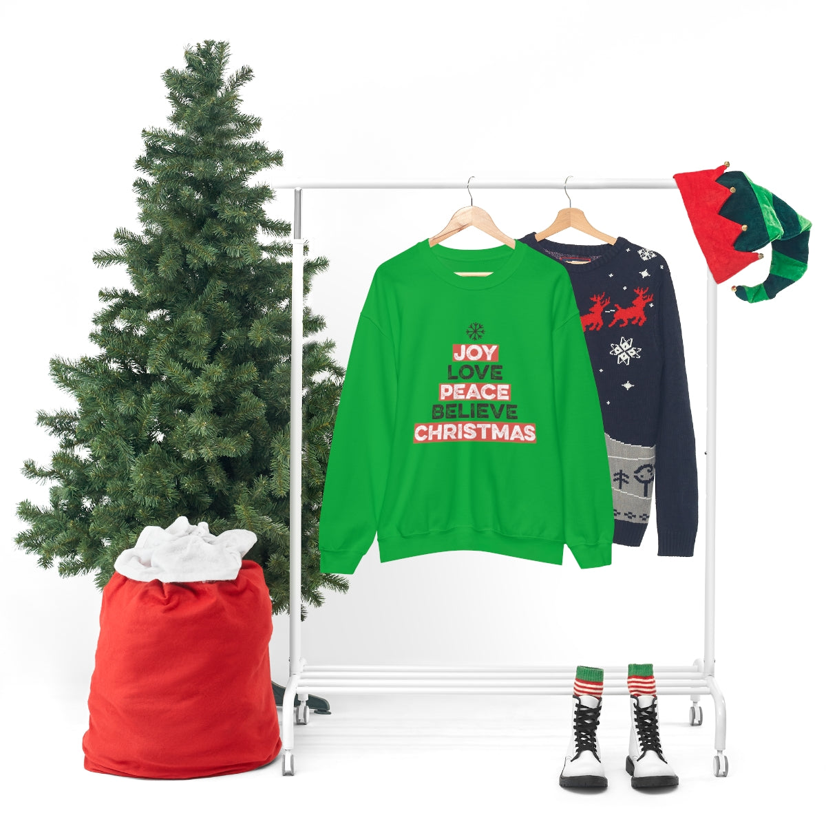 Joy Peace Believe Christmas Snowflake Xmas Holiday Sweatshirt