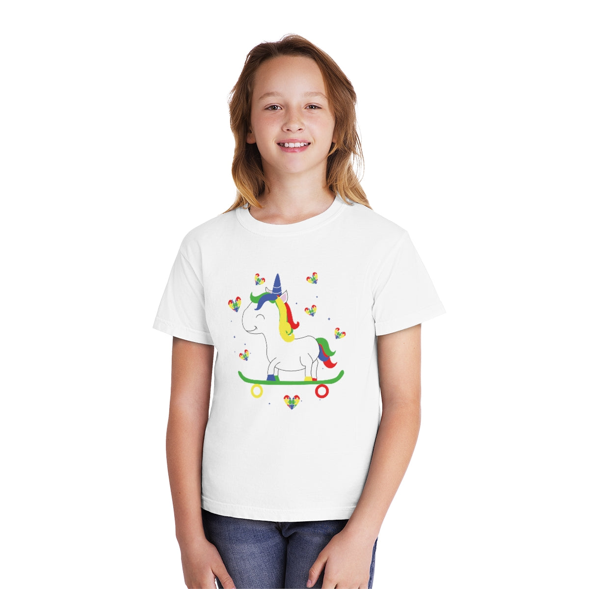 Autism Unicorn Skateboarding Youth Midweight Tshirt