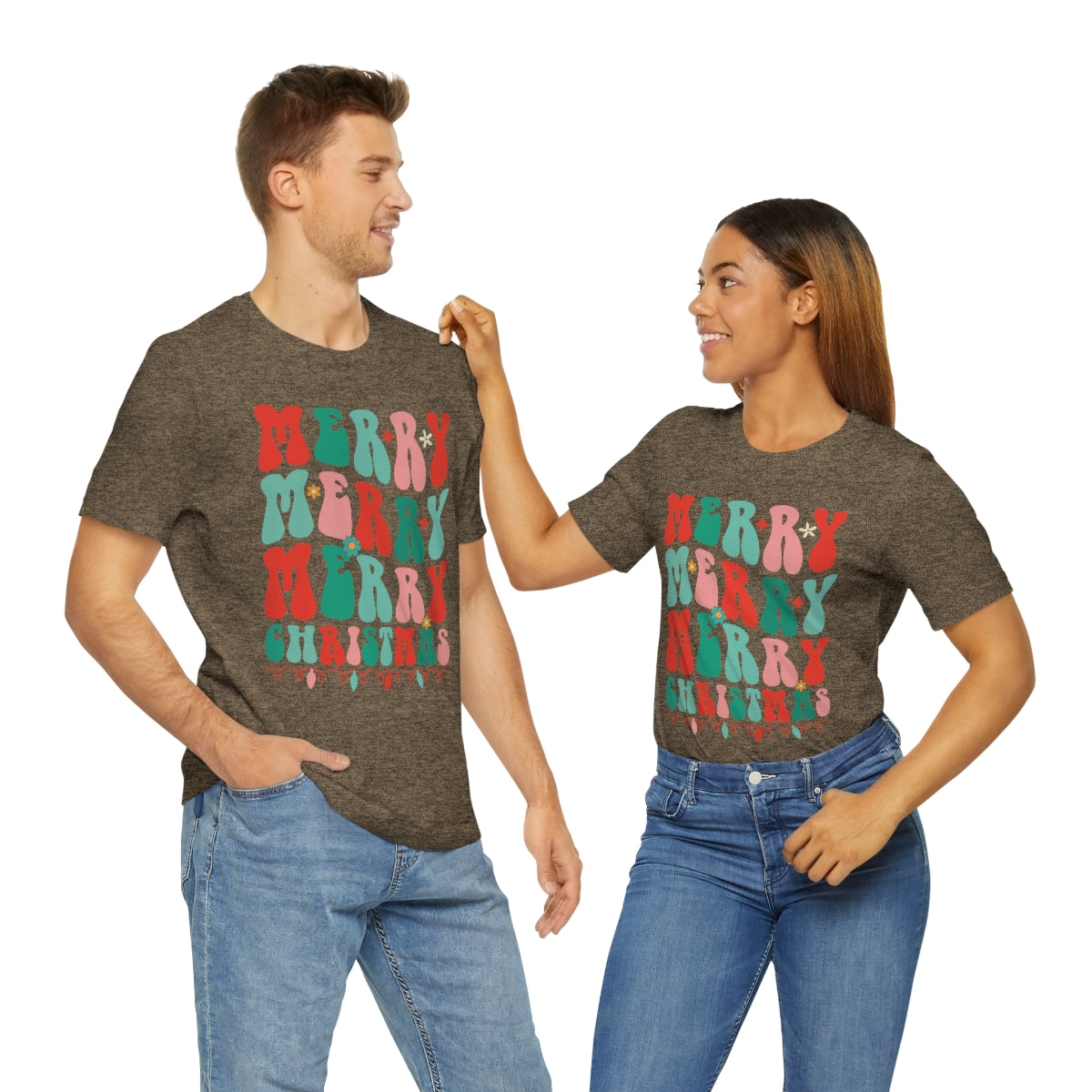 Retro Merry Merry Merry Christmas Xmas Holiday Tshirt