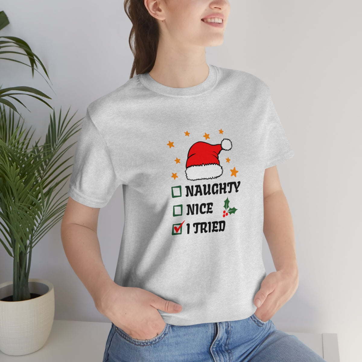 Naughty Nice I Tried Christmas Tshirt