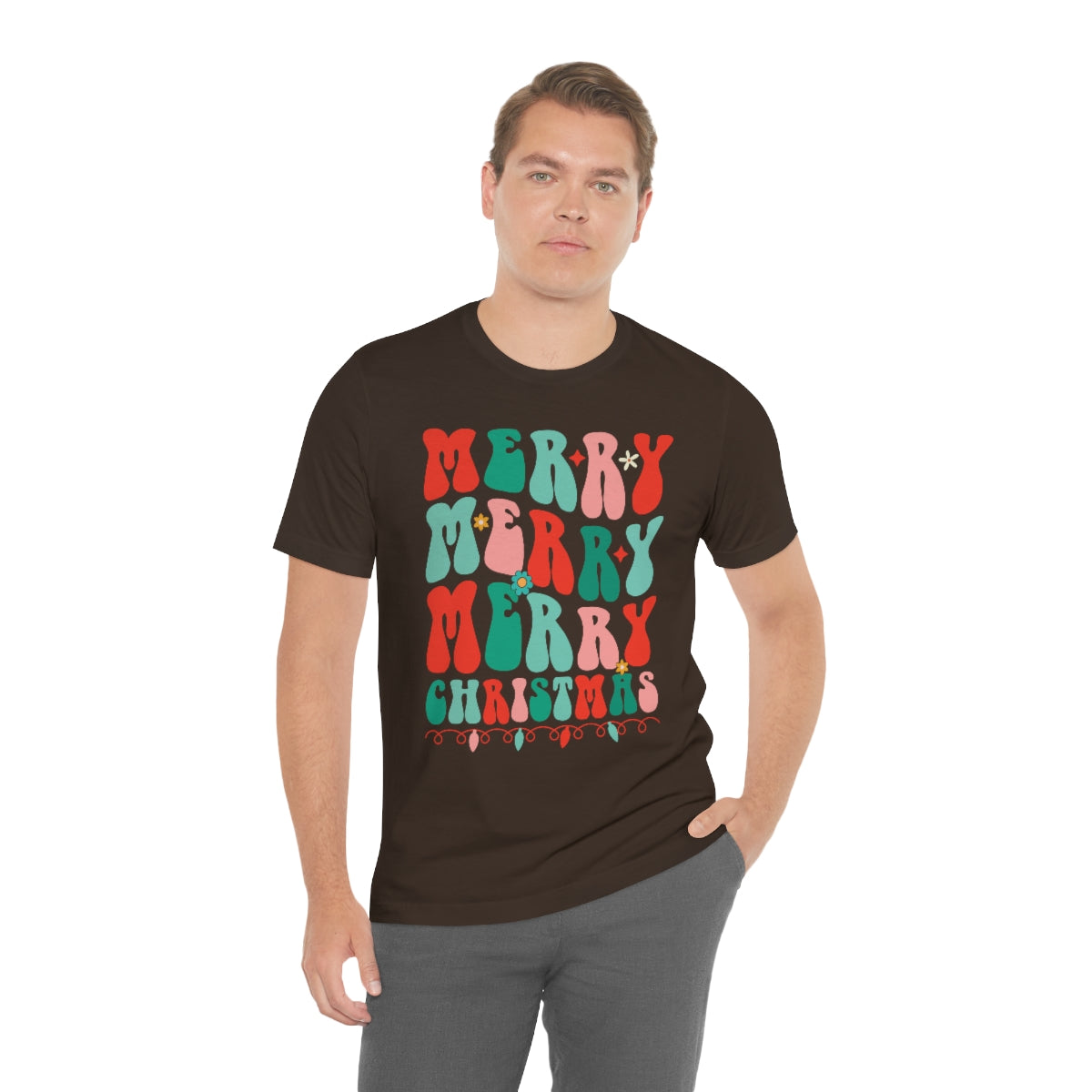 Retro Merry Merry Merry Christmas Xmas Holiday Tshirt