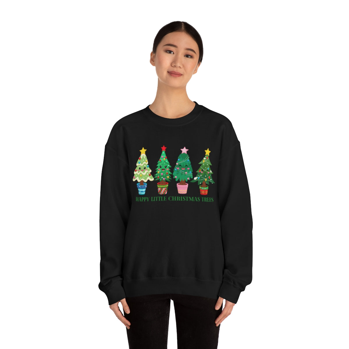 Happy Little Christmas Trees Xmas Holiday Sweatshirt