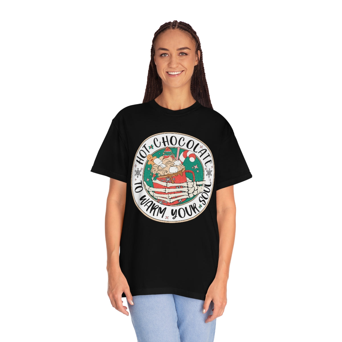 Hot Chocolate to Warm Your Soul Christmas Skeleton Tshirt